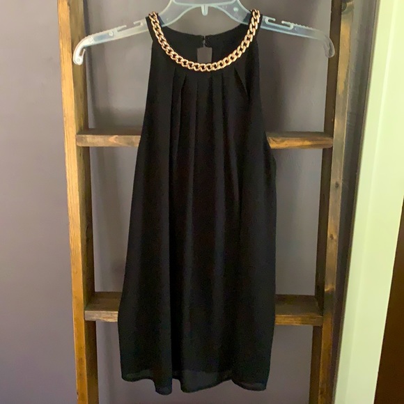 fab'rik Tops - fab’rik Sleeveless Black Top, Gold Accent. Size S.